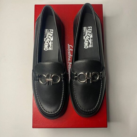 SALVATORE FERRAGAMO Rolo Chunky Leather Loafers Size 5.5 - Picture 3 of 11